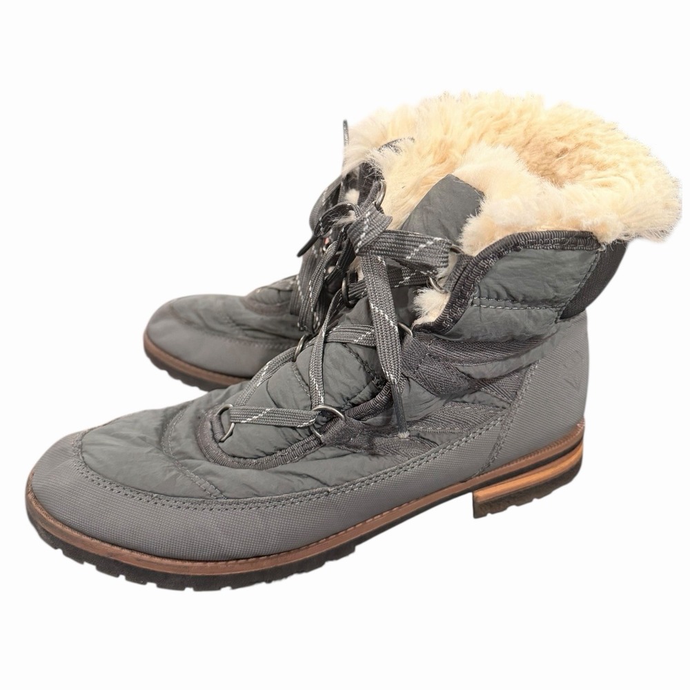 Rock & Candy By Zigi Boots Womens Size 7 Ankle Gray Suede Lace Up Faux‎ Fur